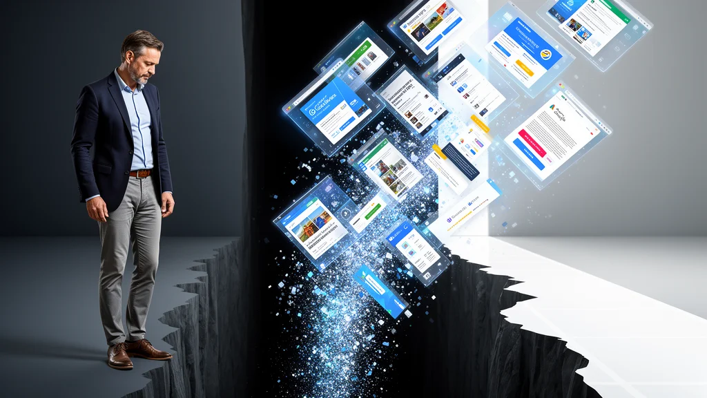 Eine Weggabelung, die den kurzen, aber endlichen Weg von Werbeanzeigen dem nachhaltigen Weg von Content-Marketing gegenüberstellt